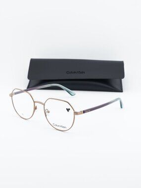Calvin Klein CK23127 770 Geometric Eyeglasses 50mm - Gold